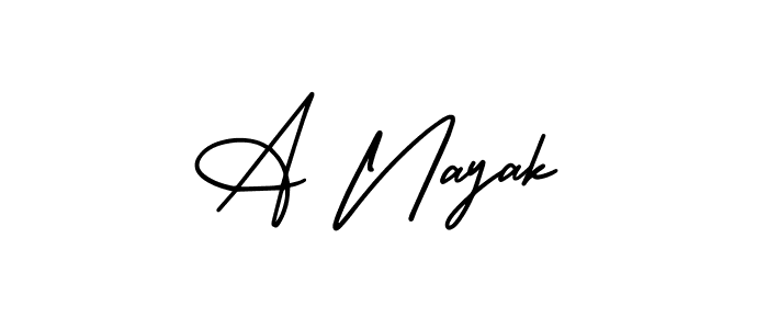 The best way (AmerikaSignatureDemo-Regular) to make a short signature is to pick only two or three words in your name. The name A Nayak include a total of six letters. For converting this name. A Nayak signature style 3 images and pictures png