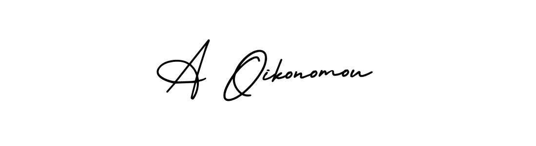 How to make A Oikonomou name signature. Use AmerikaSignatureDemo-Regular style for creating short signs online. This is the latest handwritten sign. A Oikonomou signature style 3 images and pictures png