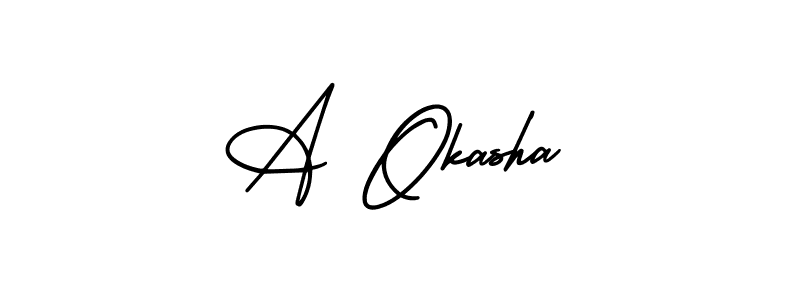 Make a beautiful signature design for name A Okasha. With this signature (AmerikaSignatureDemo-Regular) style, you can create a handwritten signature for free. A Okasha signature style 3 images and pictures png