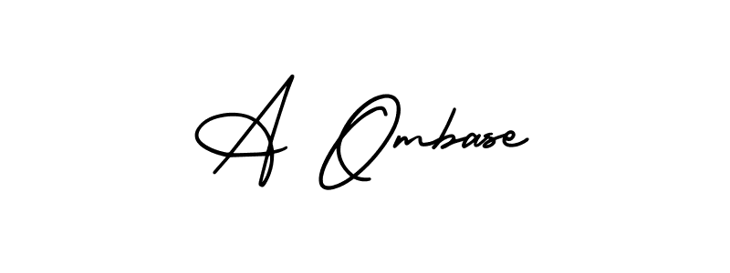 How to make A Ombase name signature. Use AmerikaSignatureDemo-Regular style for creating short signs online. This is the latest handwritten sign. A Ombase signature style 3 images and pictures png