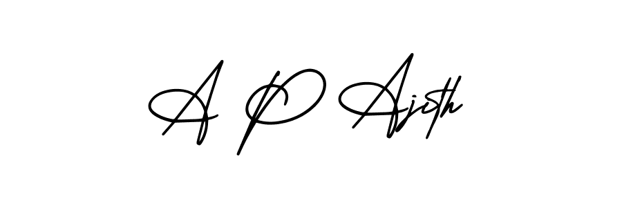 Use a signature maker to create a handwritten signature online. With this signature software, you can design (AmerikaSignatureDemo-Regular) your own signature for name A P Ajith. A P Ajith signature style 3 images and pictures png