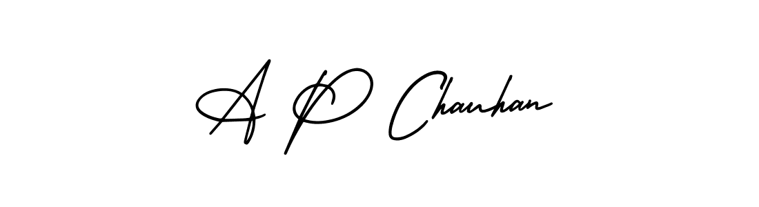 You should practise on your own different ways (AmerikaSignatureDemo-Regular) to write your name (A P Chauhan) in signature. don't let someone else do it for you. A P Chauhan signature style 3 images and pictures png