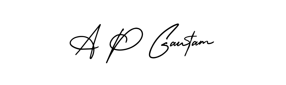 Make a beautiful signature design for name A P Gautam. With this signature (AmerikaSignatureDemo-Regular) style, you can create a handwritten signature for free. A P Gautam signature style 3 images and pictures png