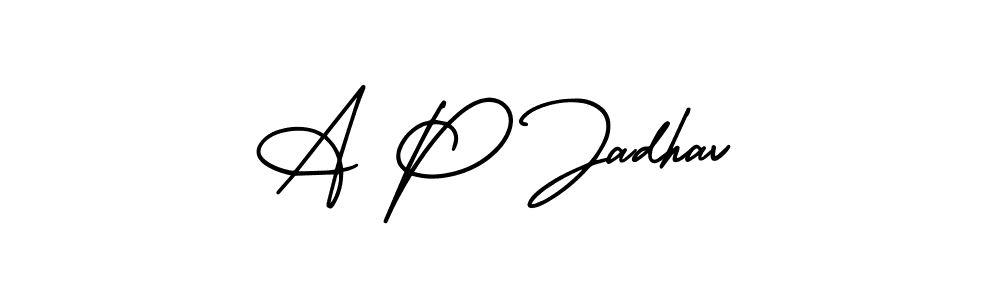 Make a beautiful signature design for name A P Jadhav. With this signature (AmerikaSignatureDemo-Regular) style, you can create a handwritten signature for free. A P Jadhav signature style 3 images and pictures png