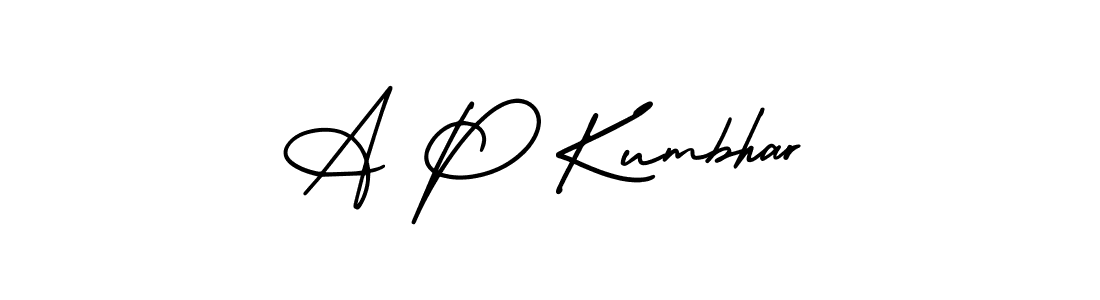Use a signature maker to create a handwritten signature online. With this signature software, you can design (AmerikaSignatureDemo-Regular) your own signature for name A P Kumbhar. A P Kumbhar signature style 3 images and pictures png