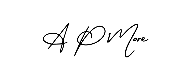 Make a beautiful signature design for name A P More. With this signature (AmerikaSignatureDemo-Regular) style, you can create a handwritten signature for free. A P More signature style 3 images and pictures png