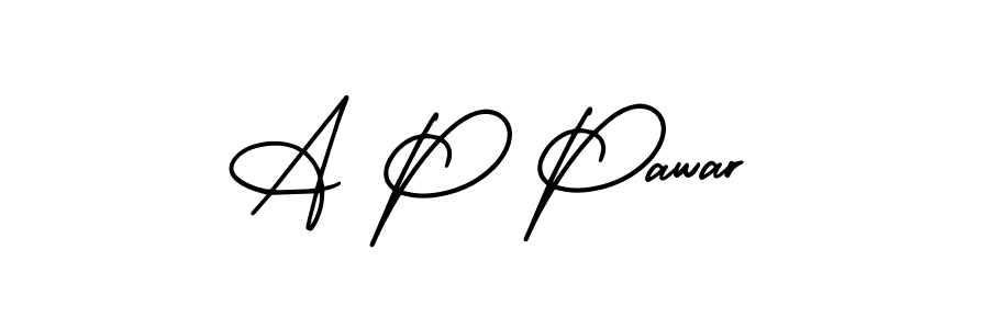 How to make A P Pawar name signature. Use AmerikaSignatureDemo-Regular style for creating short signs online. This is the latest handwritten sign. A P Pawar signature style 3 images and pictures png
