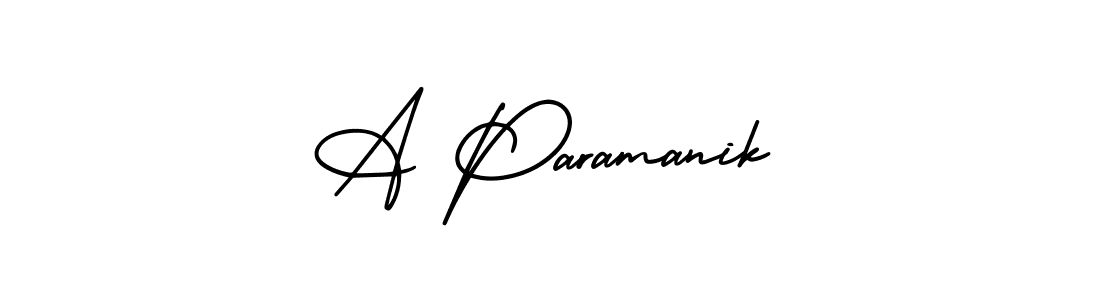 The best way (AmerikaSignatureDemo-Regular) to make a short signature is to pick only two or three words in your name. The name A Paramanik include a total of six letters. For converting this name. A Paramanik signature style 3 images and pictures png
