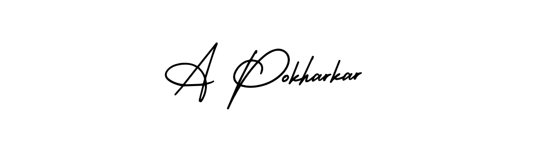 How to Draw A Pokharkar signature style? AmerikaSignatureDemo-Regular is a latest design signature styles for name A Pokharkar. A Pokharkar signature style 3 images and pictures png