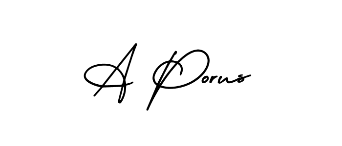 You should practise on your own different ways (AmerikaSignatureDemo-Regular) to write your name (A Porus) in signature. don't let someone else do it for you. A Porus signature style 3 images and pictures png