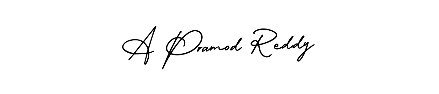 You should practise on your own different ways (AmerikaSignatureDemo-Regular) to write your name (A Pramod Reddy) in signature. don't let someone else do it for you. A Pramod Reddy signature style 3 images and pictures png
