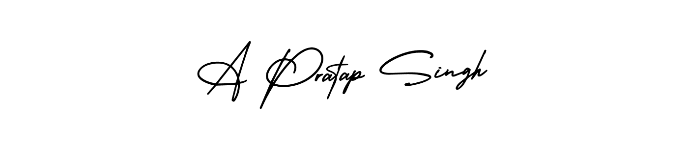 The best way (AmerikaSignatureDemo-Regular) to make a short signature is to pick only two or three words in your name. The name A Pratap Singh include a total of six letters. For converting this name. A Pratap Singh signature style 3 images and pictures png