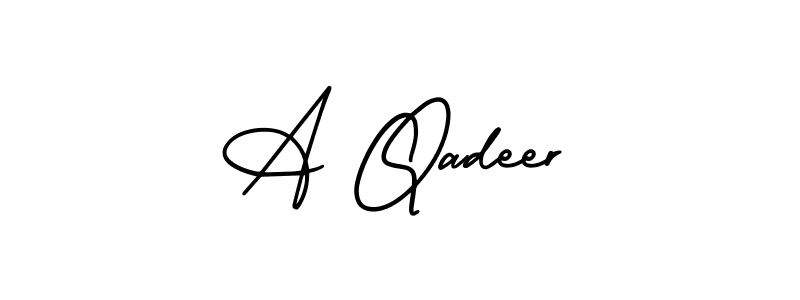 This is the best signature style for the A Qadeer name. Also you like these signature font (AmerikaSignatureDemo-Regular). Mix name signature. A Qadeer signature style 3 images and pictures png