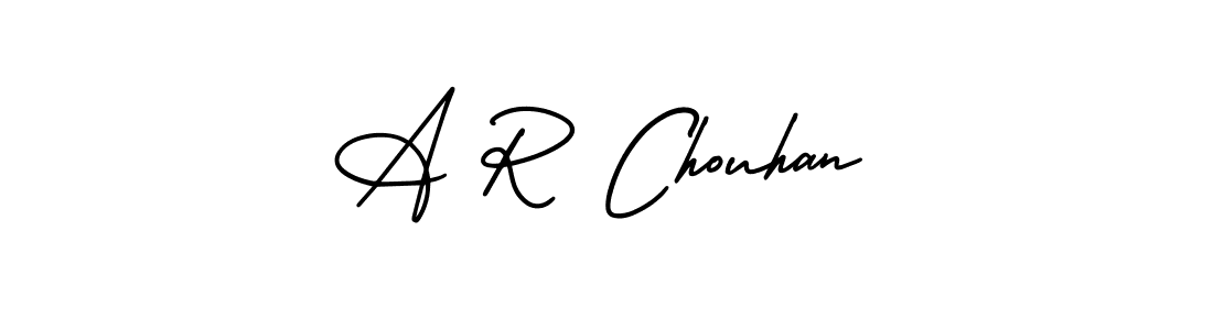 How to make A R Chouhan name signature. Use AmerikaSignatureDemo-Regular style for creating short signs online. This is the latest handwritten sign. A R Chouhan signature style 3 images and pictures png