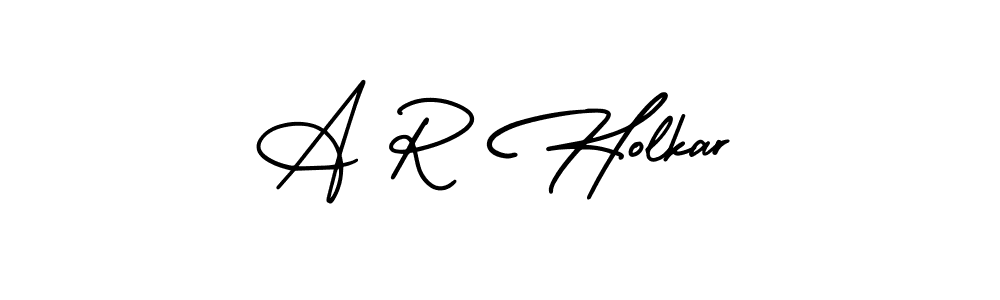 How to make A R Holkar name signature. Use AmerikaSignatureDemo-Regular style for creating short signs online. This is the latest handwritten sign. A R Holkar signature style 3 images and pictures png