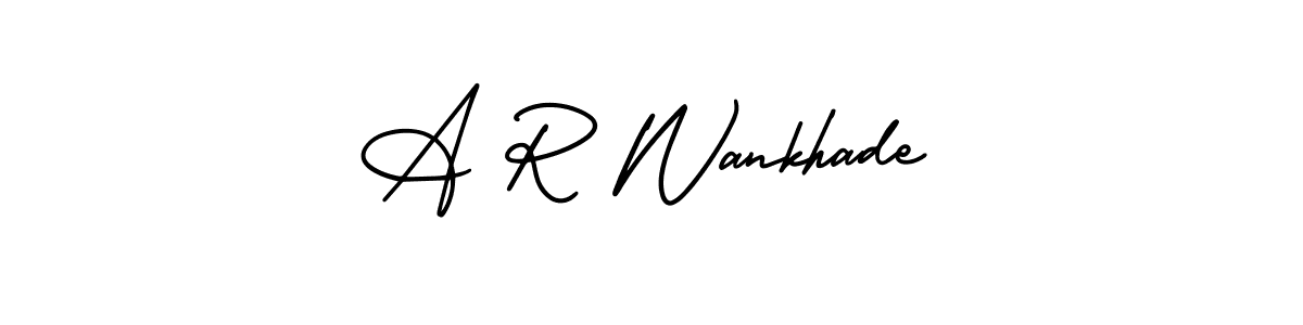 How to make A R Wankhade name signature. Use AmerikaSignatureDemo-Regular style for creating short signs online. This is the latest handwritten sign. A R Wankhade signature style 3 images and pictures png