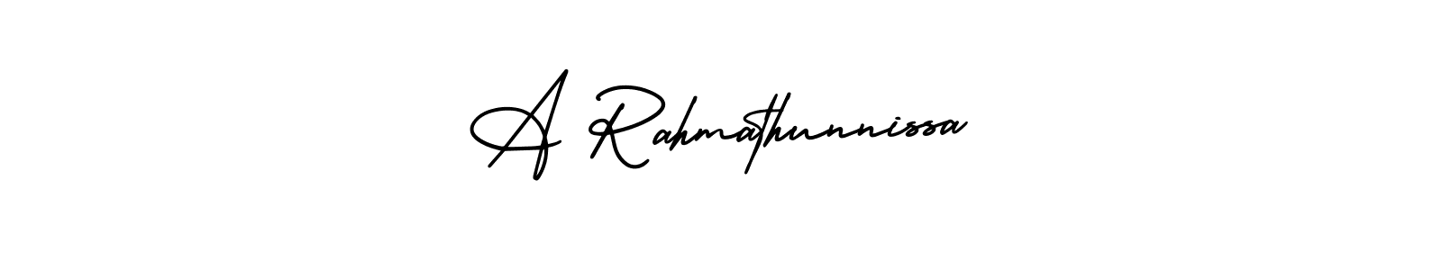 How to Draw A Rahmathunnissa signature style? AmerikaSignatureDemo-Regular is a latest design signature styles for name A Rahmathunnissa. A Rahmathunnissa signature style 3 images and pictures png