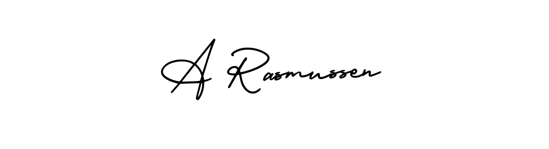 The best way (AmerikaSignatureDemo-Regular) to make a short signature is to pick only two or three words in your name. The name A Rasmussen include a total of six letters. For converting this name. A Rasmussen signature style 3 images and pictures png