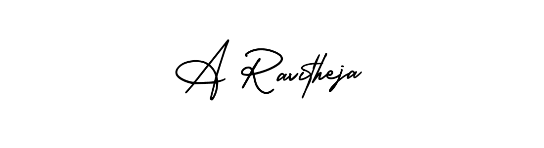 A Ravitheja stylish signature style. Best Handwritten Sign (AmerikaSignatureDemo-Regular) for my name. Handwritten Signature Collection Ideas for my name A Ravitheja. A Ravitheja signature style 3 images and pictures png