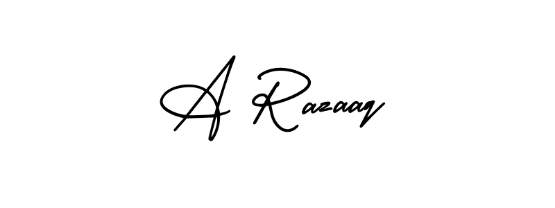 The best way (AmerikaSignatureDemo-Regular) to make a short signature is to pick only two or three words in your name. The name A Razaaq include a total of six letters. For converting this name. A Razaaq signature style 3 images and pictures png