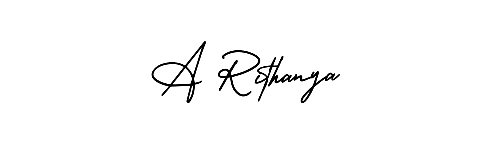 Use a signature maker to create a handwritten signature online. With this signature software, you can design (AmerikaSignatureDemo-Regular) your own signature for name A Rithanya. A Rithanya signature style 3 images and pictures png