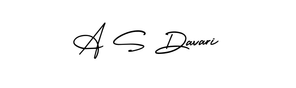 The best way (AmerikaSignatureDemo-Regular) to make a short signature is to pick only two or three words in your name. The name A S Davari include a total of six letters. For converting this name. A S Davari signature style 3 images and pictures png