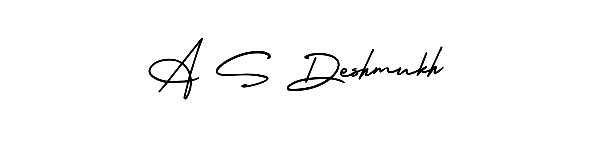 You should practise on your own different ways (AmerikaSignatureDemo-Regular) to write your name (A S Deshmukh) in signature. don't let someone else do it for you. A S Deshmukh signature style 3 images and pictures png