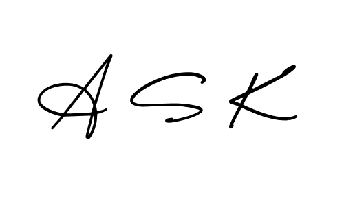 How to make A S K name signature. Use AmerikaSignatureDemo-Regular style for creating short signs online. This is the latest handwritten sign. A S K signature style 3 images and pictures png