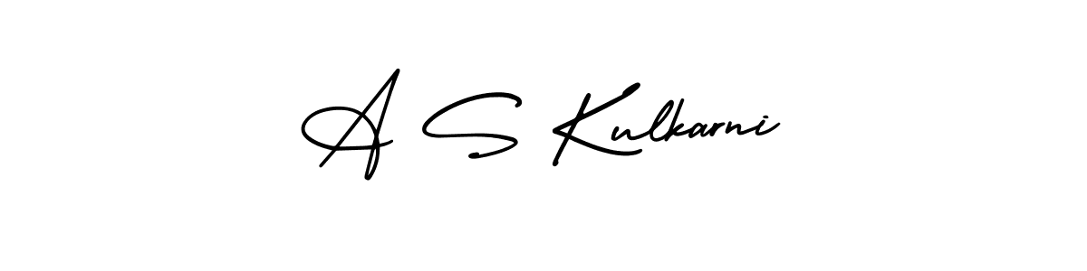 You should practise on your own different ways (AmerikaSignatureDemo-Regular) to write your name (A S Kulkarni) in signature. don't let someone else do it for you. A S Kulkarni signature style 3 images and pictures png