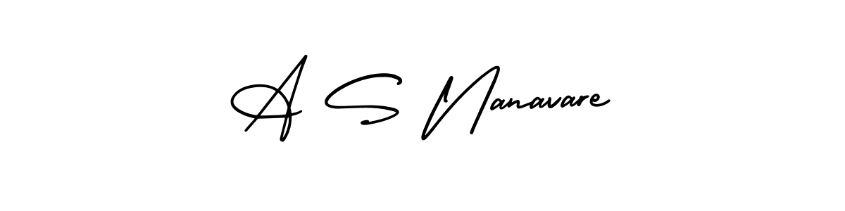 You should practise on your own different ways (AmerikaSignatureDemo-Regular) to write your name (A S Nanavare) in signature. don't let someone else do it for you. A S Nanavare signature style 3 images and pictures png