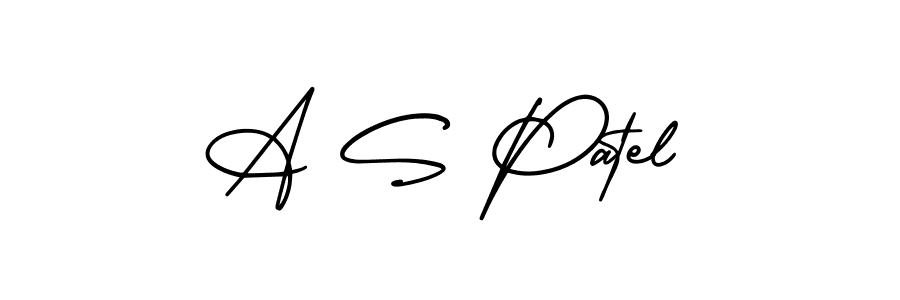 This is the best signature style for the A S Patel name. Also you like these signature font (AmerikaSignatureDemo-Regular). Mix name signature. A S Patel signature style 3 images and pictures png