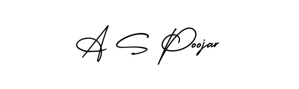 Make a beautiful signature design for name A S Poojar. With this signature (AmerikaSignatureDemo-Regular) style, you can create a handwritten signature for free. A S Poojar signature style 3 images and pictures png