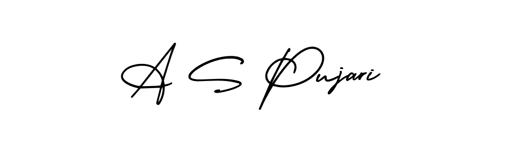 You should practise on your own different ways (AmerikaSignatureDemo-Regular) to write your name (A S Pujari) in signature. don't let someone else do it for you. A S Pujari signature style 3 images and pictures png