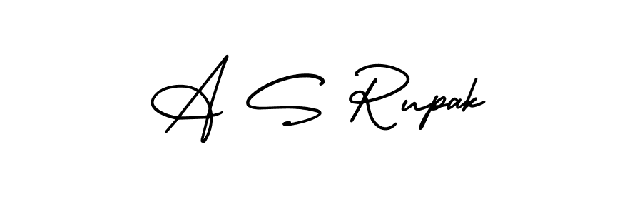 How to make A S Rupak name signature. Use AmerikaSignatureDemo-Regular style for creating short signs online. This is the latest handwritten sign. A S Rupak signature style 3 images and pictures png