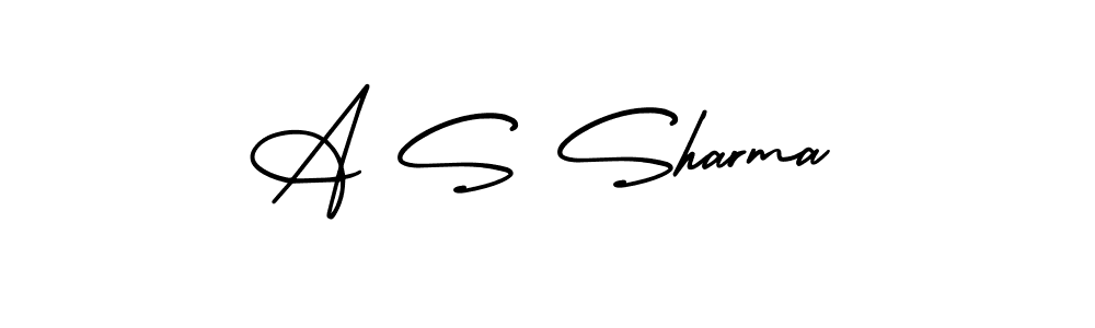 How to make A S Sharma name signature. Use AmerikaSignatureDemo-Regular style for creating short signs online. This is the latest handwritten sign. A S Sharma signature style 3 images and pictures png