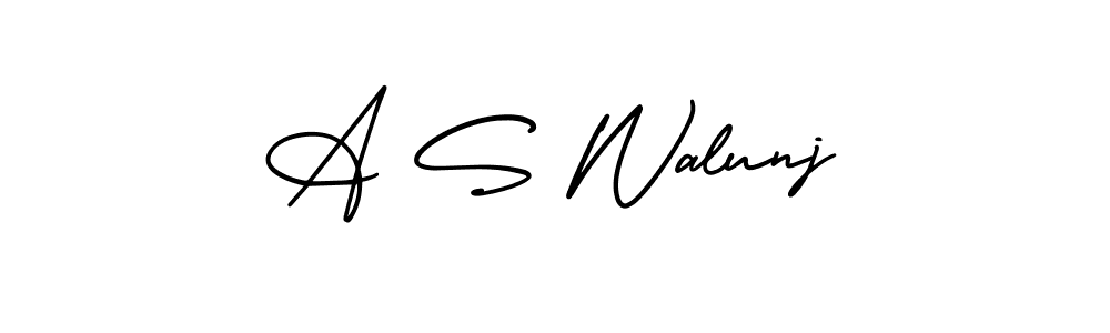 Use a signature maker to create a handwritten signature online. With this signature software, you can design (AmerikaSignatureDemo-Regular) your own signature for name A S Walunj. A S Walunj signature style 3 images and pictures png