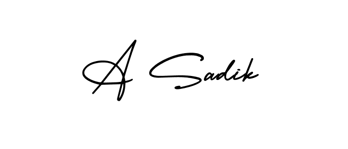 You should practise on your own different ways (AmerikaSignatureDemo-Regular) to write your name (A Sadik) in signature. don't let someone else do it for you. A Sadik signature style 3 images and pictures png