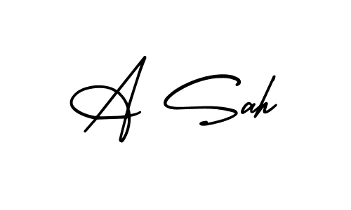 Make a beautiful signature design for name A Sah. With this signature (AmerikaSignatureDemo-Regular) style, you can create a handwritten signature for free. A Sah signature style 3 images and pictures png