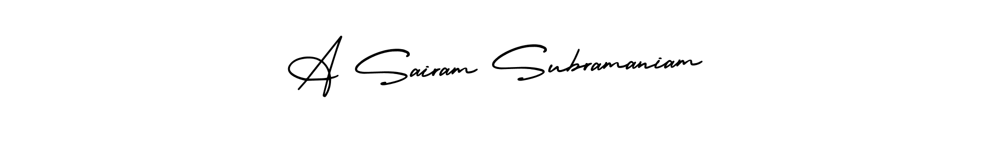 The best way (AmerikaSignatureDemo-Regular) to make a short signature is to pick only two or three words in your name. The name A Sairam Subramaniam include a total of six letters. For converting this name. A Sairam Subramaniam signature style 3 images and pictures png