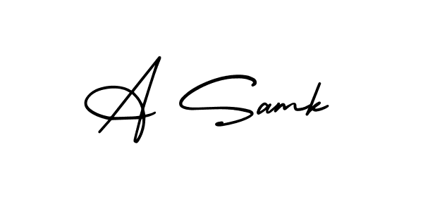 Create a beautiful signature design for name A Samk. With this signature (AmerikaSignatureDemo-Regular) fonts, you can make a handwritten signature for free. A Samk signature style 3 images and pictures png