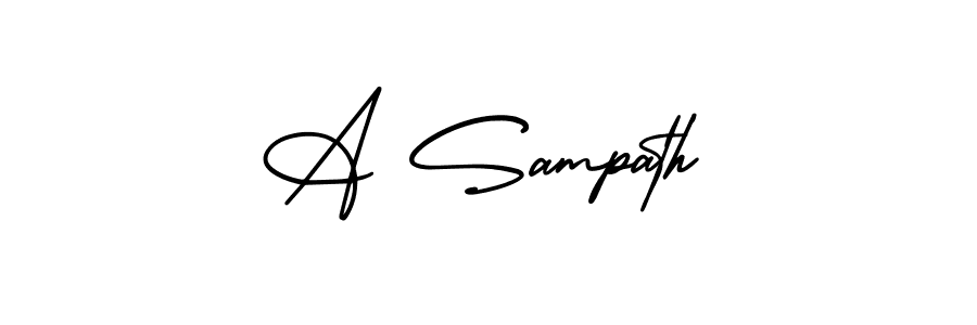 The best way (AmerikaSignatureDemo-Regular) to make a short signature is to pick only two or three words in your name. The name A Sampath include a total of six letters. For converting this name. A Sampath signature style 3 images and pictures png