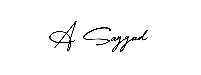 Make a beautiful signature design for name A Sayyad. With this signature (AmerikaSignatureDemo-Regular) style, you can create a handwritten signature for free. A Sayyad signature style 3 images and pictures png