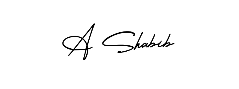 How to make A Shabib name signature. Use AmerikaSignatureDemo-Regular style for creating short signs online. This is the latest handwritten sign. A Shabib signature style 3 images and pictures png