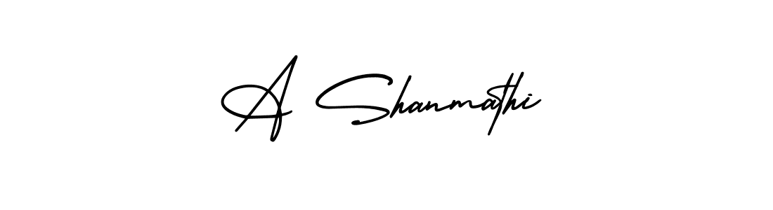 How to make A Shanmathi name signature. Use AmerikaSignatureDemo-Regular style for creating short signs online. This is the latest handwritten sign. A Shanmathi signature style 3 images and pictures png