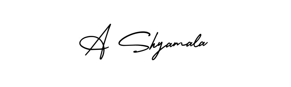 Create a beautiful signature design for name A Shyamala. With this signature (AmerikaSignatureDemo-Regular) fonts, you can make a handwritten signature for free. A Shyamala signature style 3 images and pictures png