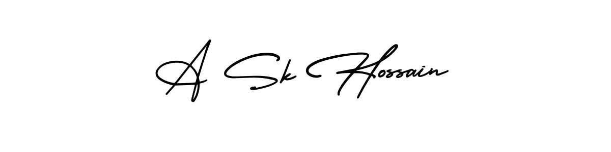 Use a signature maker to create a handwritten signature online. With this signature software, you can design (AmerikaSignatureDemo-Regular) your own signature for name A Sk Hossain. A Sk Hossain signature style 3 images and pictures png