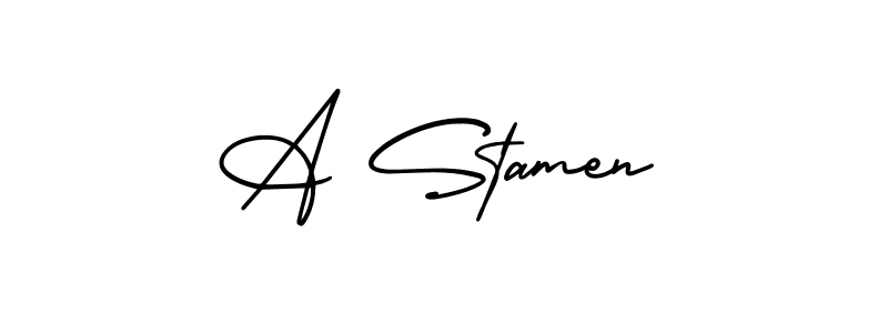 The best way (AmerikaSignatureDemo-Regular) to make a short signature is to pick only two or three words in your name. The name A Stamen include a total of six letters. For converting this name. A Stamen signature style 3 images and pictures png