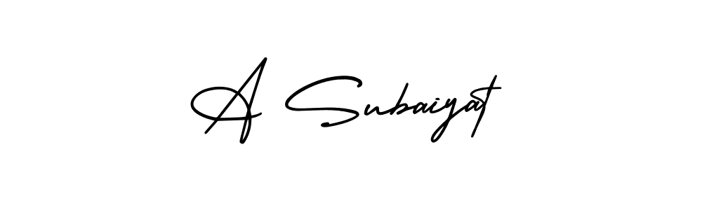 How to Draw A Subaiyat signature style? AmerikaSignatureDemo-Regular is a latest design signature styles for name A Subaiyat. A Subaiyat signature style 3 images and pictures png