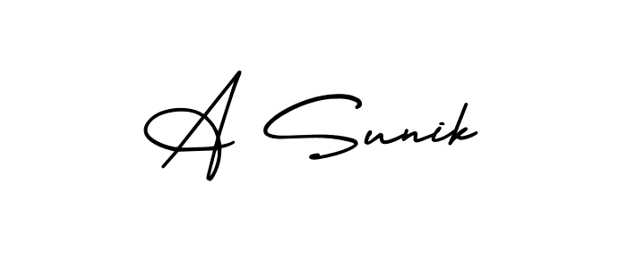It looks lik you need a new signature style for name A Sunik. Design unique handwritten (AmerikaSignatureDemo-Regular) signature with our free signature maker in just a few clicks. A Sunik signature style 3 images and pictures png