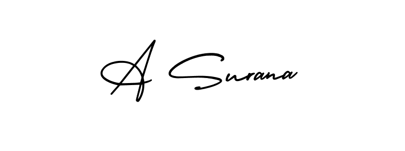 Create a beautiful signature design for name A Surana. With this signature (AmerikaSignatureDemo-Regular) fonts, you can make a handwritten signature for free. A Surana signature style 3 images and pictures png